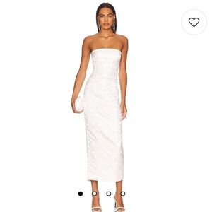 SAU LEE Strapless White Midi Dress - 4